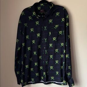 Retro Rifle The Arcade Series Men's Long Sleeve Button-Up Shirt Blue, green, etc